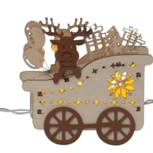 LED-Weihnachtszug mit Beleuchtung, Holzoptik Markenware